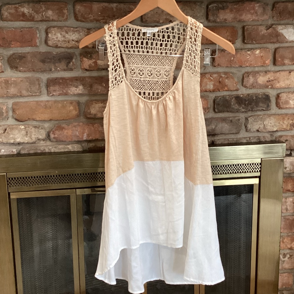 JODIFL Beige Crochet Sleeveless Top
